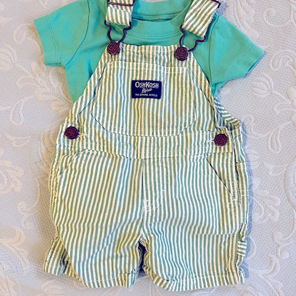 Oshkosh Seersucker Overalls Shorts